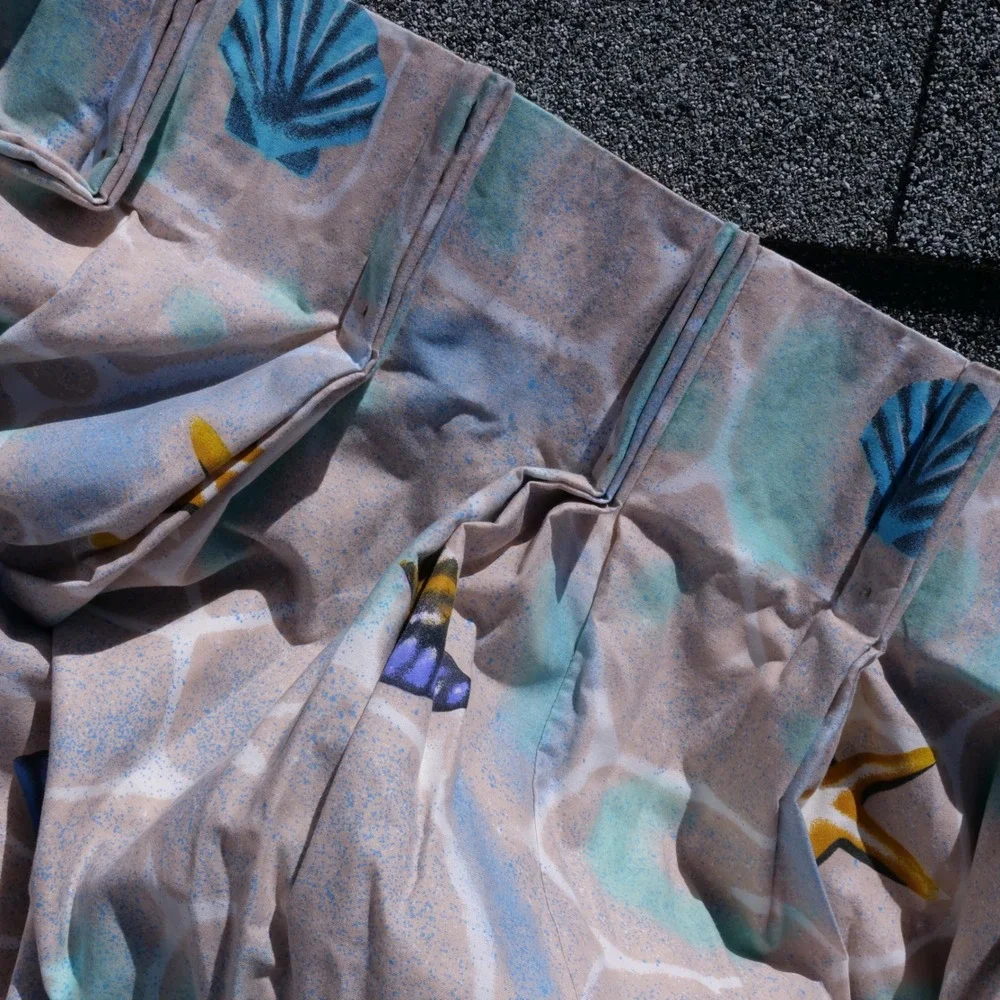 RARE vintage 2 piece 1980s beach patterned drapes curtains